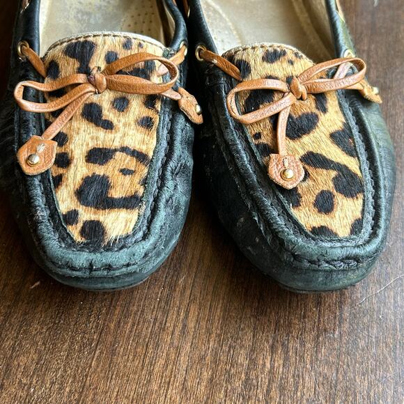 MARC JOSEPH Women's Cypress Braid Black Leopard Leather Golf Loafers SZ 9 - Picture 3 of 10